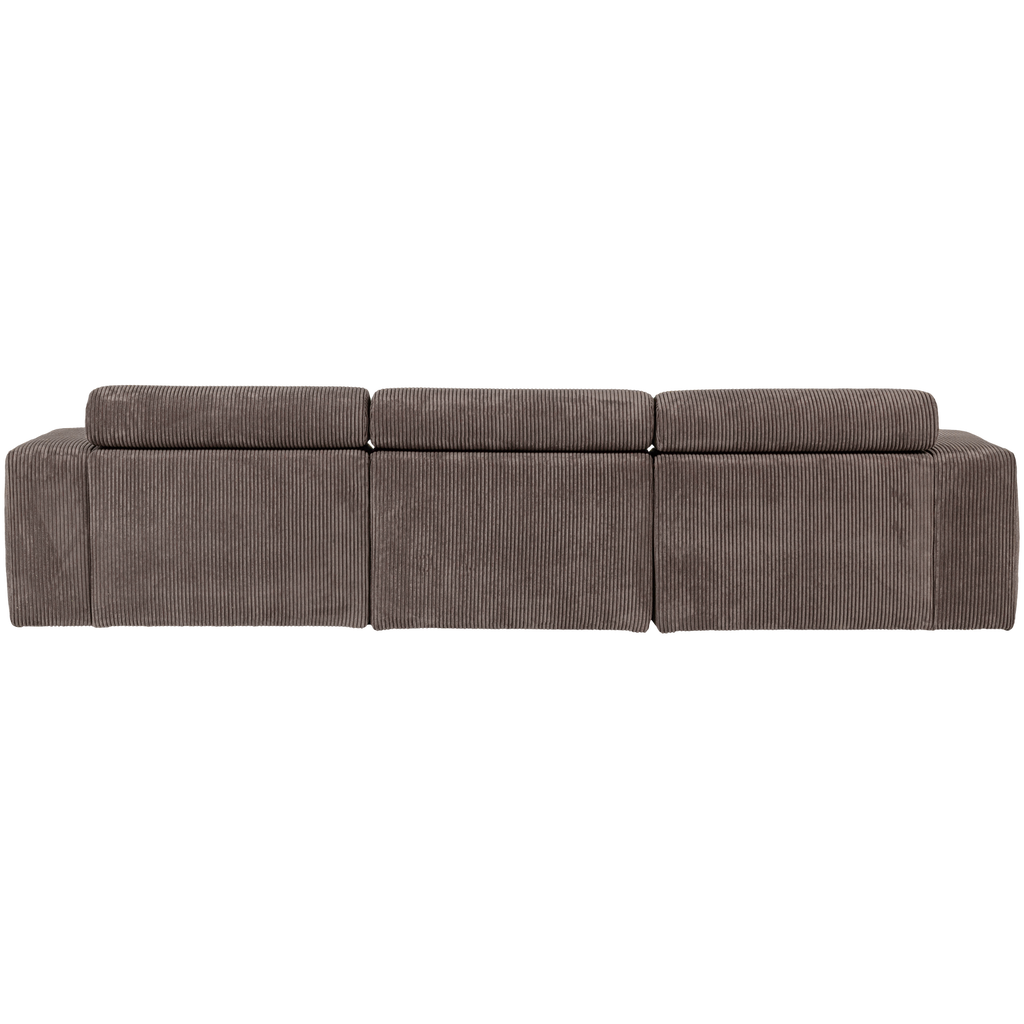 NOVI CHAISE LONGUE SOFA LEFT RIB FABRIC GREY/BROWN