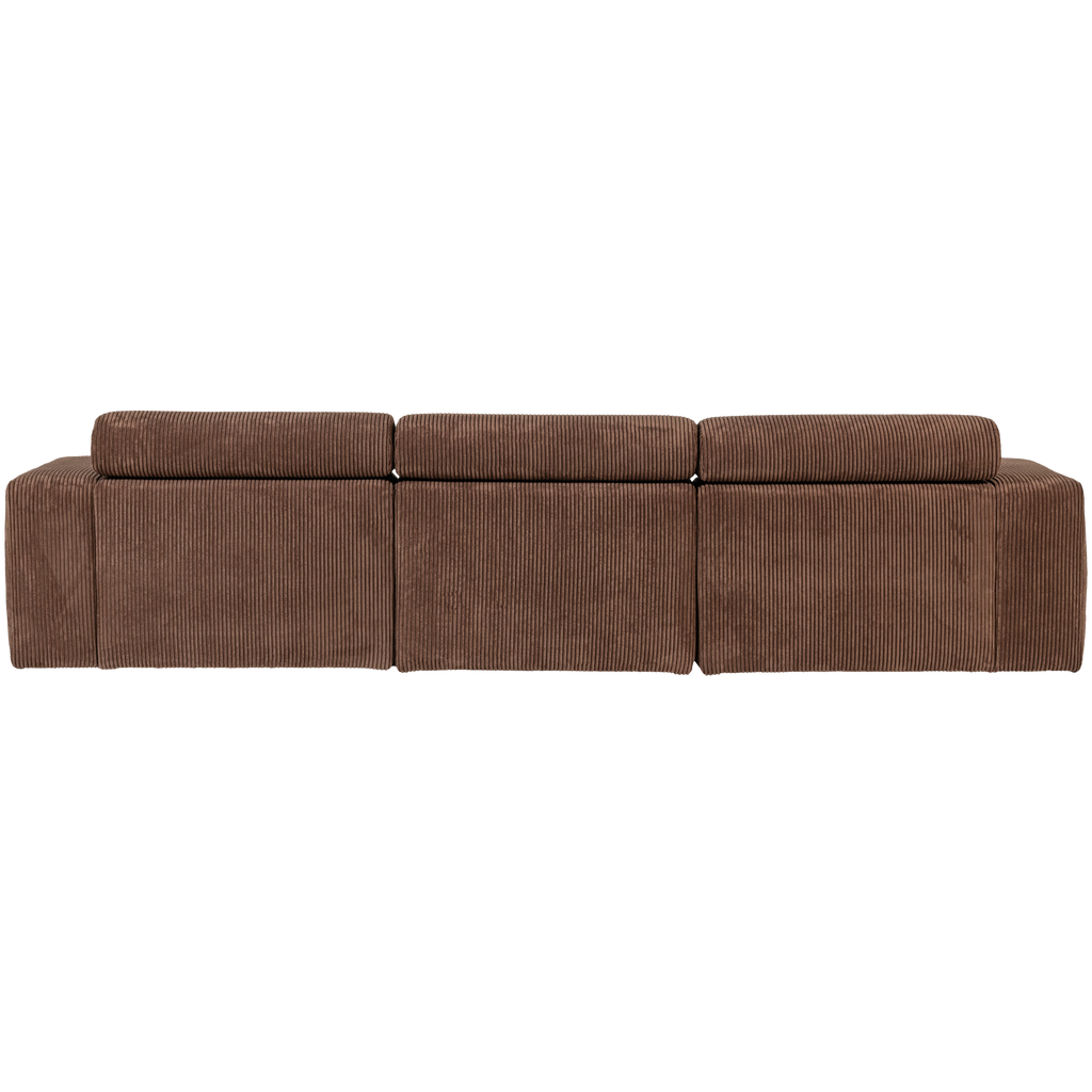 NOVI CHAISE LONGUE SOFA RIGHT RIB FABRIC MOCHA BROWN