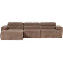 Laden Sie das Bild in den Galerie-Viewer, NOVI CHAISE LONGUE SOFA LEFT RIB FABRIC TAUPE