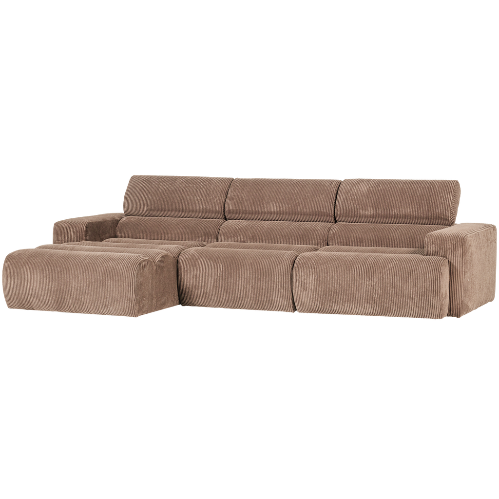 NOVI CHAISE LONGUE SOFA LEFT RIB FABRIC TAUPE