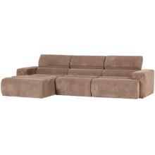 Laden Sie das Bild in den Galerie-Viewer, NOVI CHAISE LONGUE SOFA LEFT RIB FABRIC TAUPE