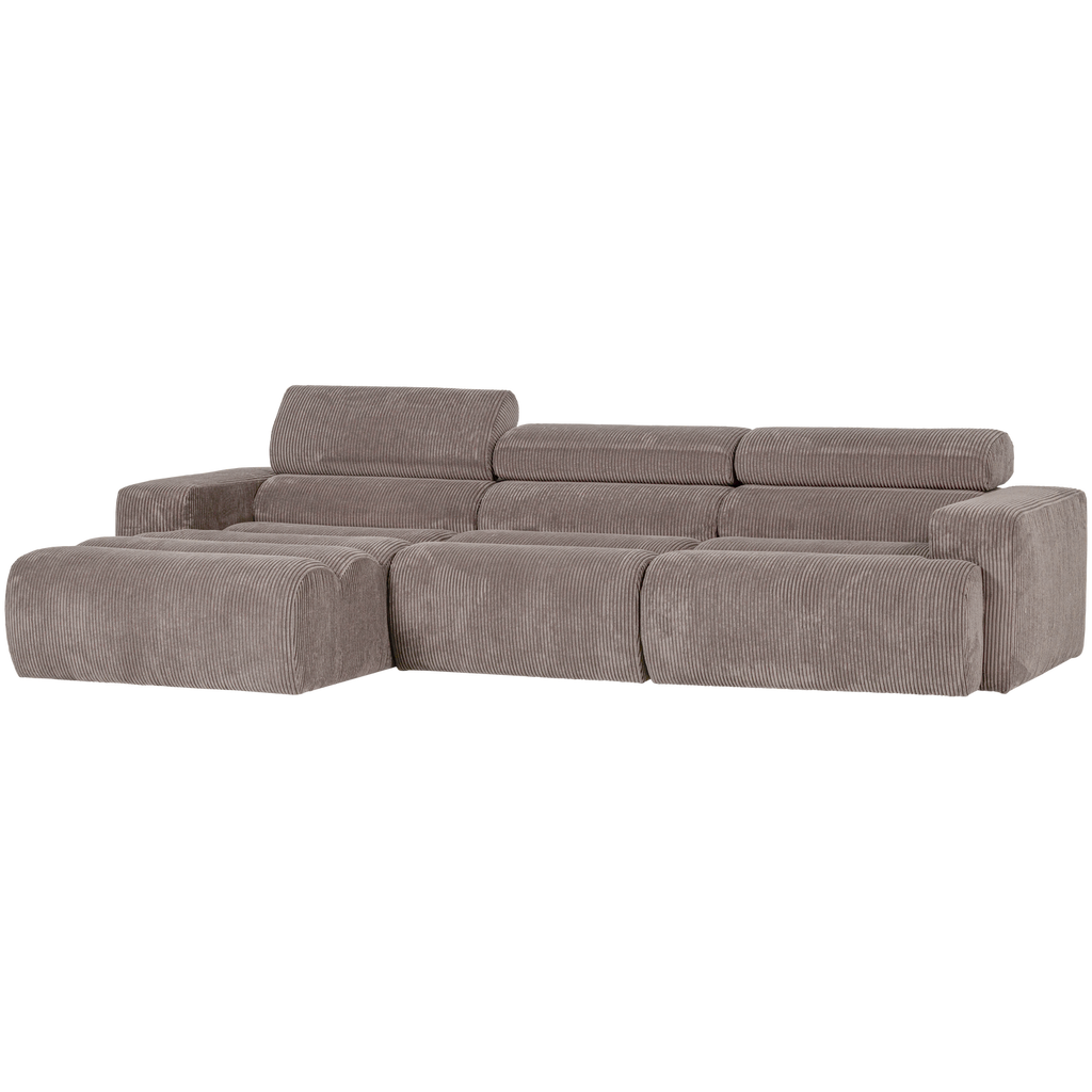 NOVI CHAISE LONGUE SOFA LEFT RIB FABRIC SAND