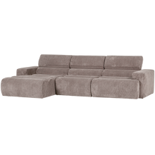 Laden Sie das Bild in den Galerie-Viewer, NOVI CHAISE LONGUE SOFA LEFT RIB FABRIC SAND
