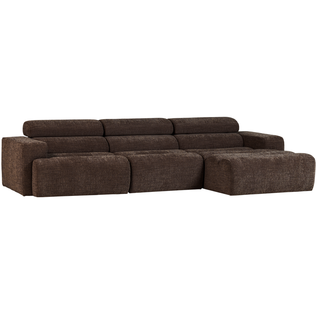 NOVI CHAISE LONGUE SOFA RIGHT DARK BROWN MELANGE