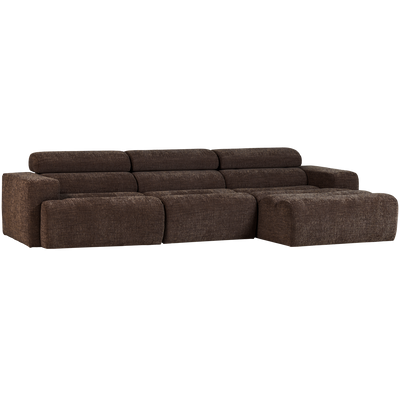 NOVI CHAISE LONGUE SOFA RIGHT DARK BROWN MELANGE