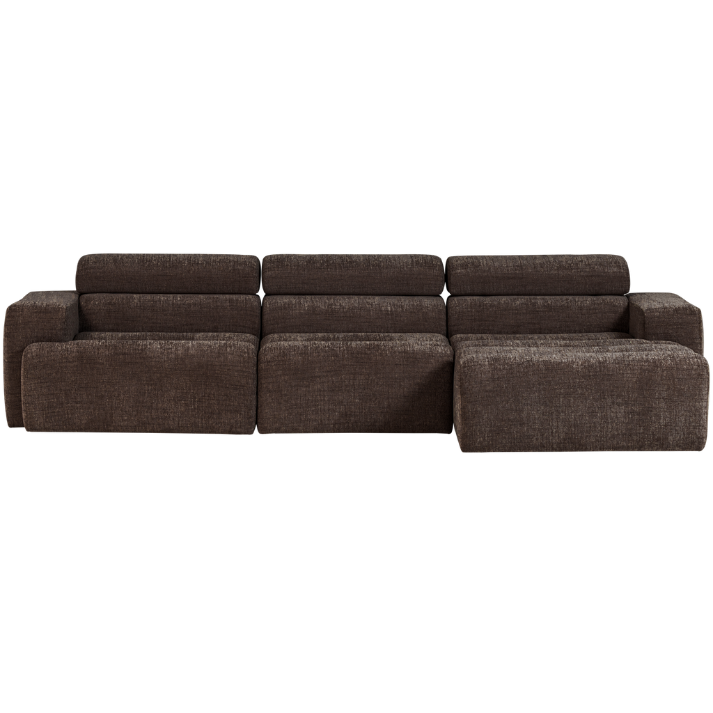 NOVI CHAISE LONGUE SOFA RIGHT DARK BROWN MELANGE