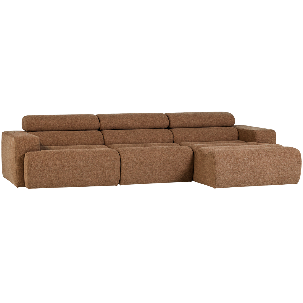 NOVI CHAISE LONGUE SOFA RIGHT BOUCLE CARAMEL BROWN