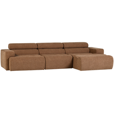 NOVI CHAISE LONGUE SOFA RIGHT BOUCLE CARAMEL BROWN