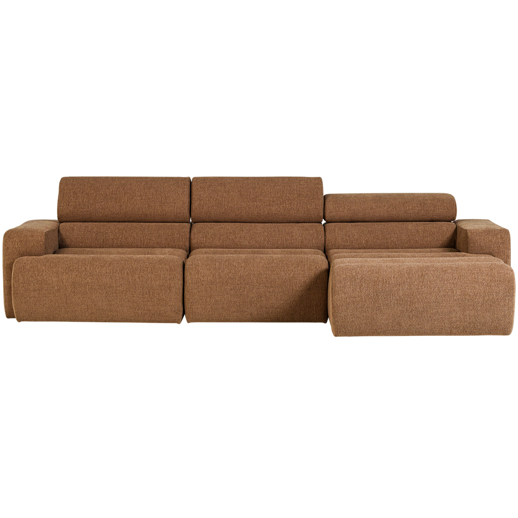 NOVI CHAISE LONGUE SOFA RIGHT BOUCLE CARAMEL BROWN