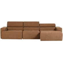 Laden Sie das Bild in den Galerie-Viewer, NOVI CHAISE LONGUE SOFA RIGHT BOUCLE CARAMEL BROWN