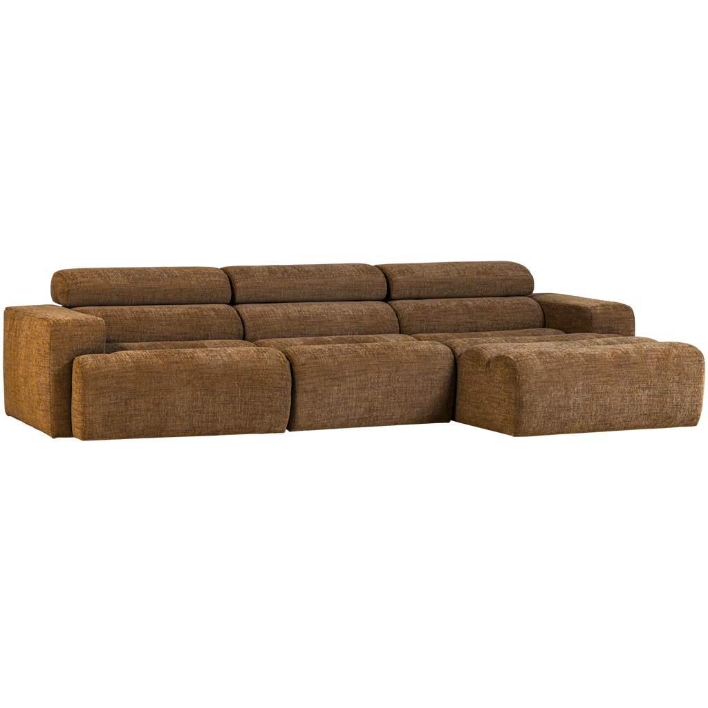 NOVI CHAISE LONGUE SOFA RIGHT CARAMEL BROWN MELANGE