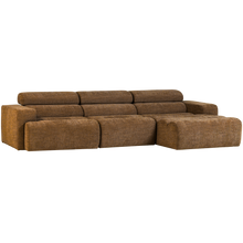 Laden Sie das Bild in den Galerie-Viewer, NOVI CHAISE LONGUE SOFA RIGHT CARAMEL BROWN MELANGE