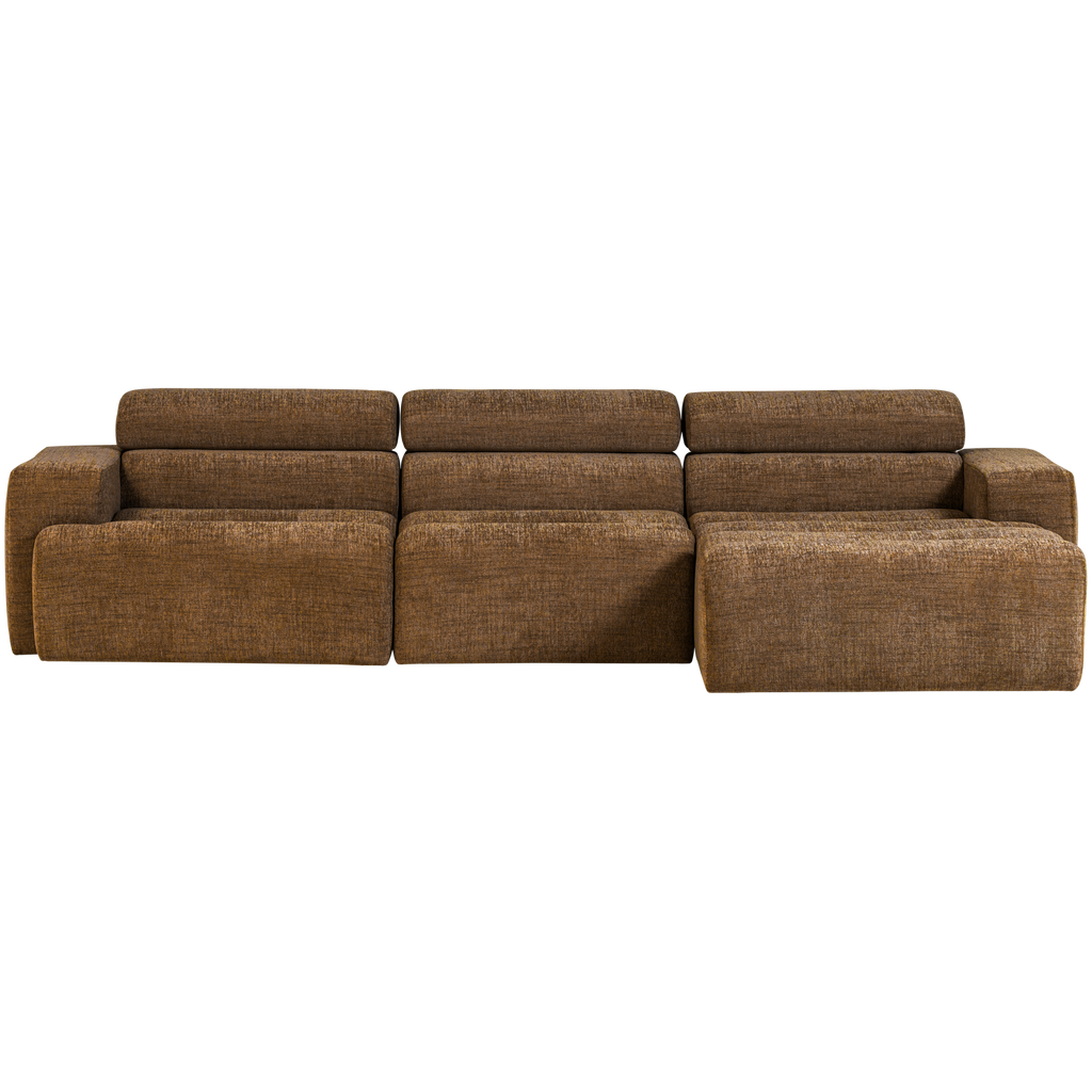NOVI CHAISE LONGUE SOFA RIGHT CARAMEL BROWN MELANGE