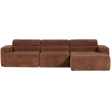 Laden Sie das Bild in den Galerie-Viewer, NOVI CHAISE LONGUE SOFA RIGHT RIB FABRIC TERRA