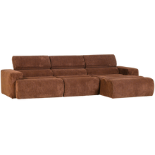Laden Sie das Bild in den Galerie-Viewer, NOVI CHAISE LONGUE SOFA RIGHT RIB FABRIC TERRA