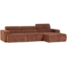 Laden Sie das Bild in den Galerie-Viewer, NOVI CHAISE LONGUE SOFA RIGHT RIB FABRIC TERRA