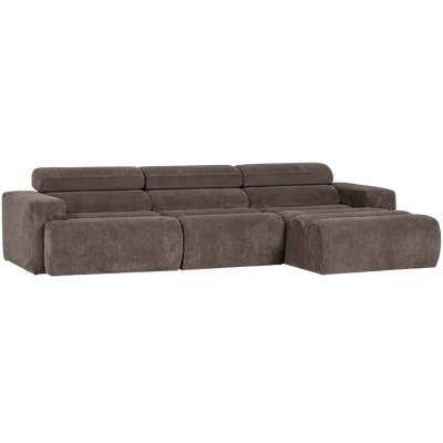 NOVI CHAISE LONGUE SOFA RIGHT RIB FABRIC GREY/BROWN