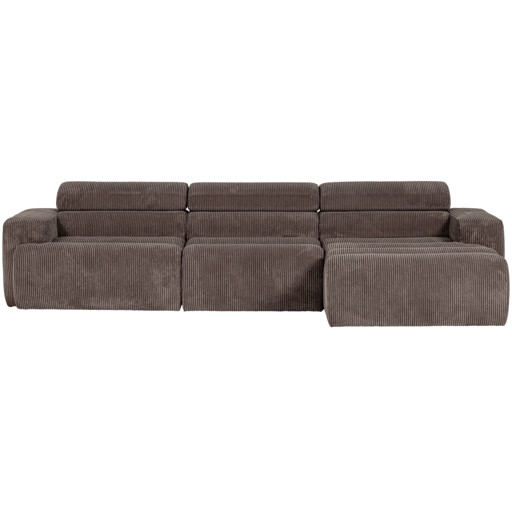 NOVI CHAISE LONGUE SOFA RIGHT RIB FABRIC GREY/BROWN