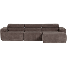Laden Sie das Bild in den Galerie-Viewer, NOVI CHAISE LONGUE SOFA RIGHT RIB FABRIC GREY/BROWN