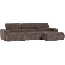 Laden Sie das Bild in den Galerie-Viewer, NOVI CHAISE LONGUE SOFA RIGHT RIB FABRIC GREY/BROWN