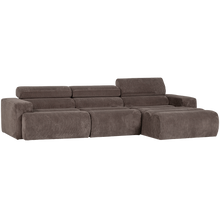 Laden Sie das Bild in den Galerie-Viewer, NOVI CHAISE LONGUE SOFA RIGHT RIB FABRIC GREY/BROWN