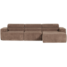 Laden Sie das Bild in den Galerie-Viewer, NOVI CHAISE LONGUE SOFA RIGHT RIB FABRIC TAUPE
