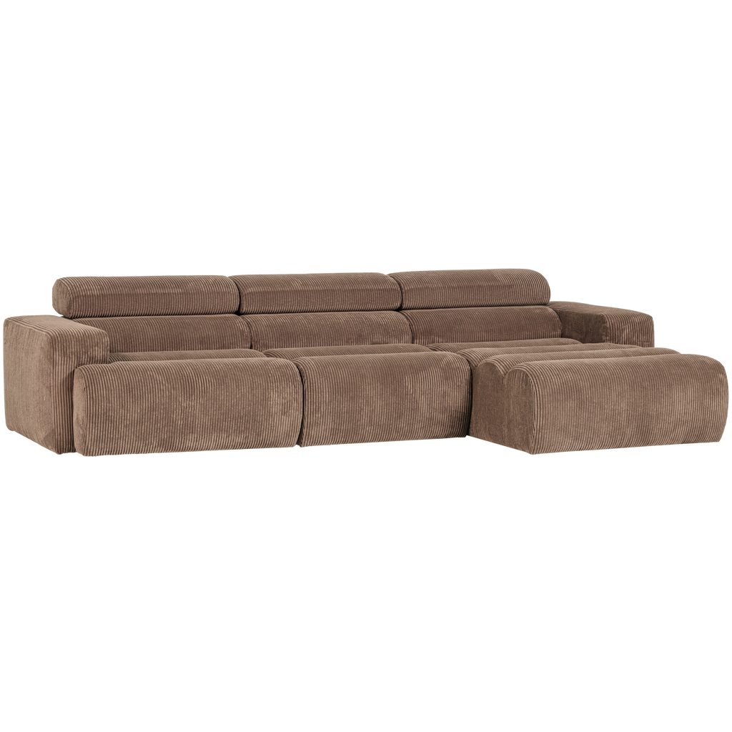 NOVI CHAISE LONGUE SOFA RIGHT RIB FABRIC TAUPE