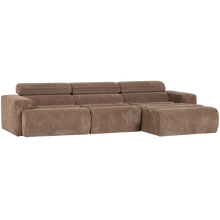 Laden Sie das Bild in den Galerie-Viewer, NOVI CHAISE LONGUE SOFA RIGHT RIB FABRIC TAUPE