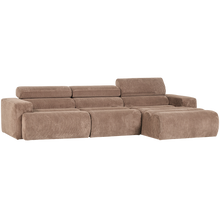 Laden Sie das Bild in den Galerie-Viewer, NOVI CHAISE LONGUE SOFA RIGHT RIB FABRIC TAUPE
