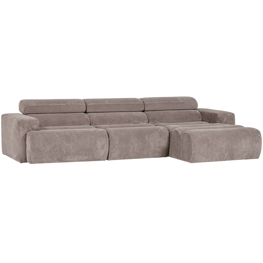 NOVI CHAISE LONGUE SOFA RIGHT RIB FABRIC SAND