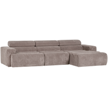 Laden Sie das Bild in den Galerie-Viewer, NOVI CHAISE LONGUE SOFA RIGHT RIB FABRIC SAND
