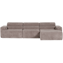 Laden Sie das Bild in den Galerie-Viewer, NOVI CHAISE LONGUE SOFA RIGHT RIB FABRIC SAND