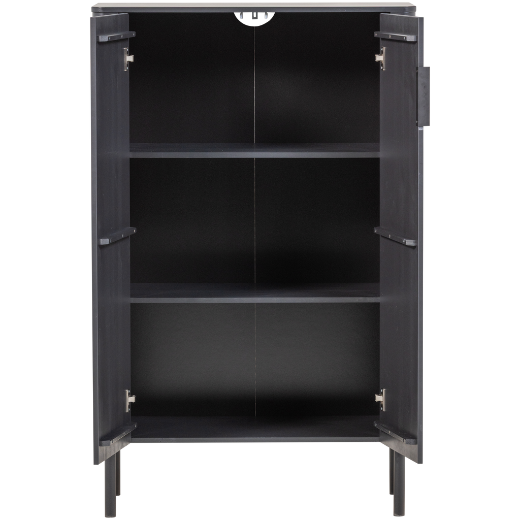 GUNNAR 2-DOORS CABINET PINE MATT BLACK [fsc]
