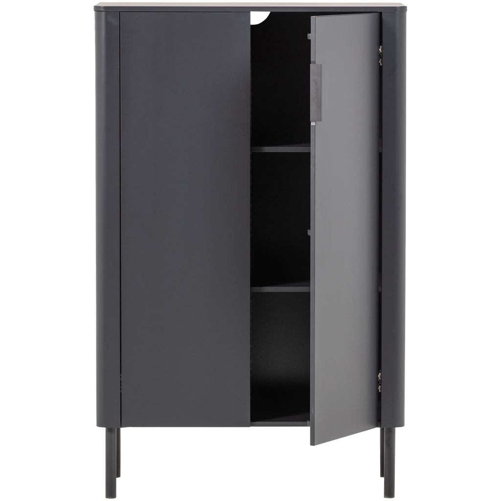 GUNNAR 2-DOORS CABINET PINE MATT BLACK [fsc]
