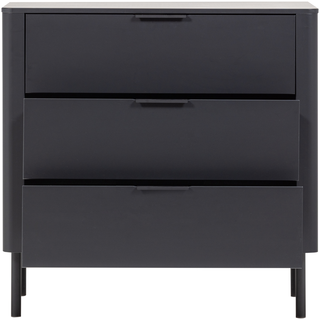 GUNNAR CABINET WITH DRAWERS PINE MATT BLACK [fsc]
