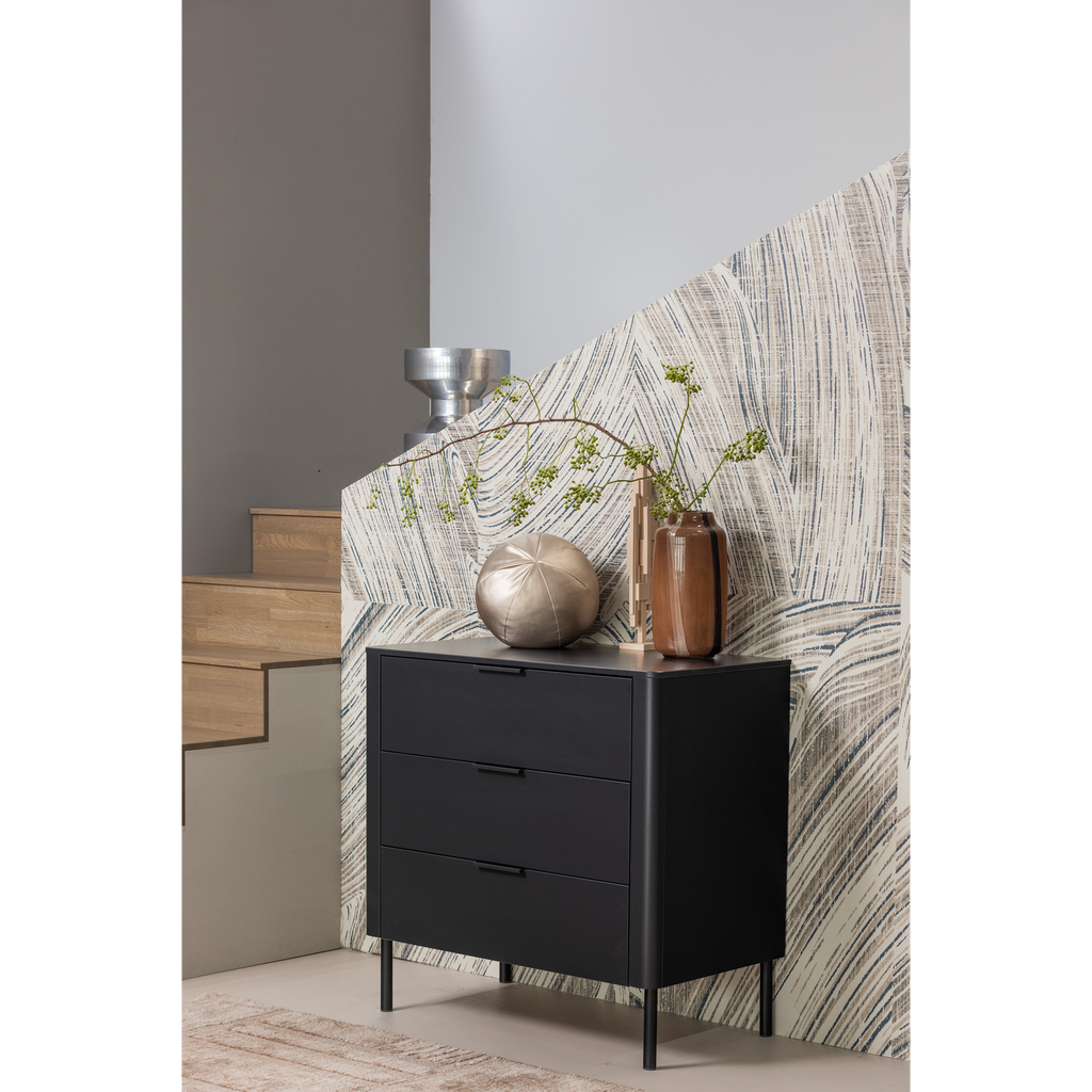 GUNNAR CABINET WITH DRAWERS PINE MATT BLACK [fsc]