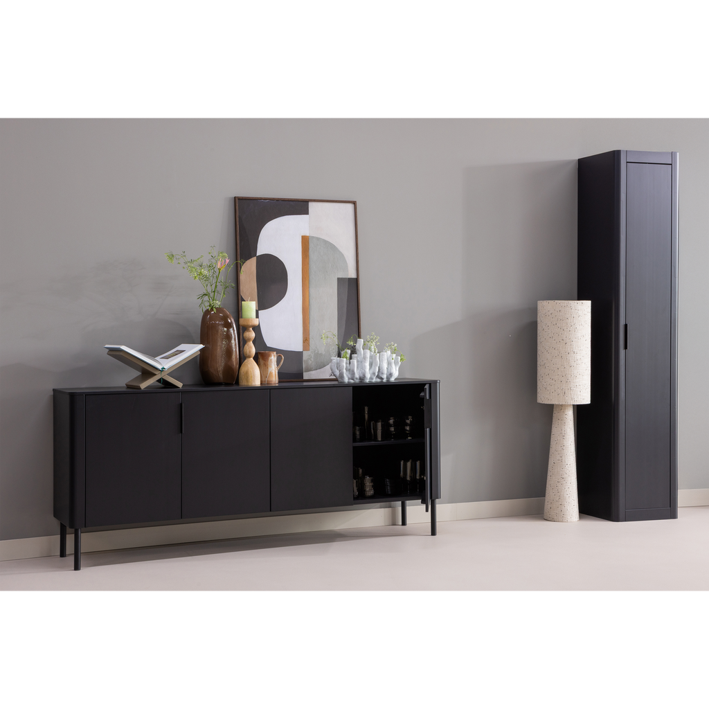 GUNNAR SMALL HIGH CABINET PINE MATT BLACK [fsc]