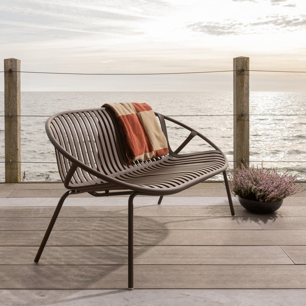 BRUCE GARDEN 2-SEATER BENCH PP/METAL PURPLE/BROWN