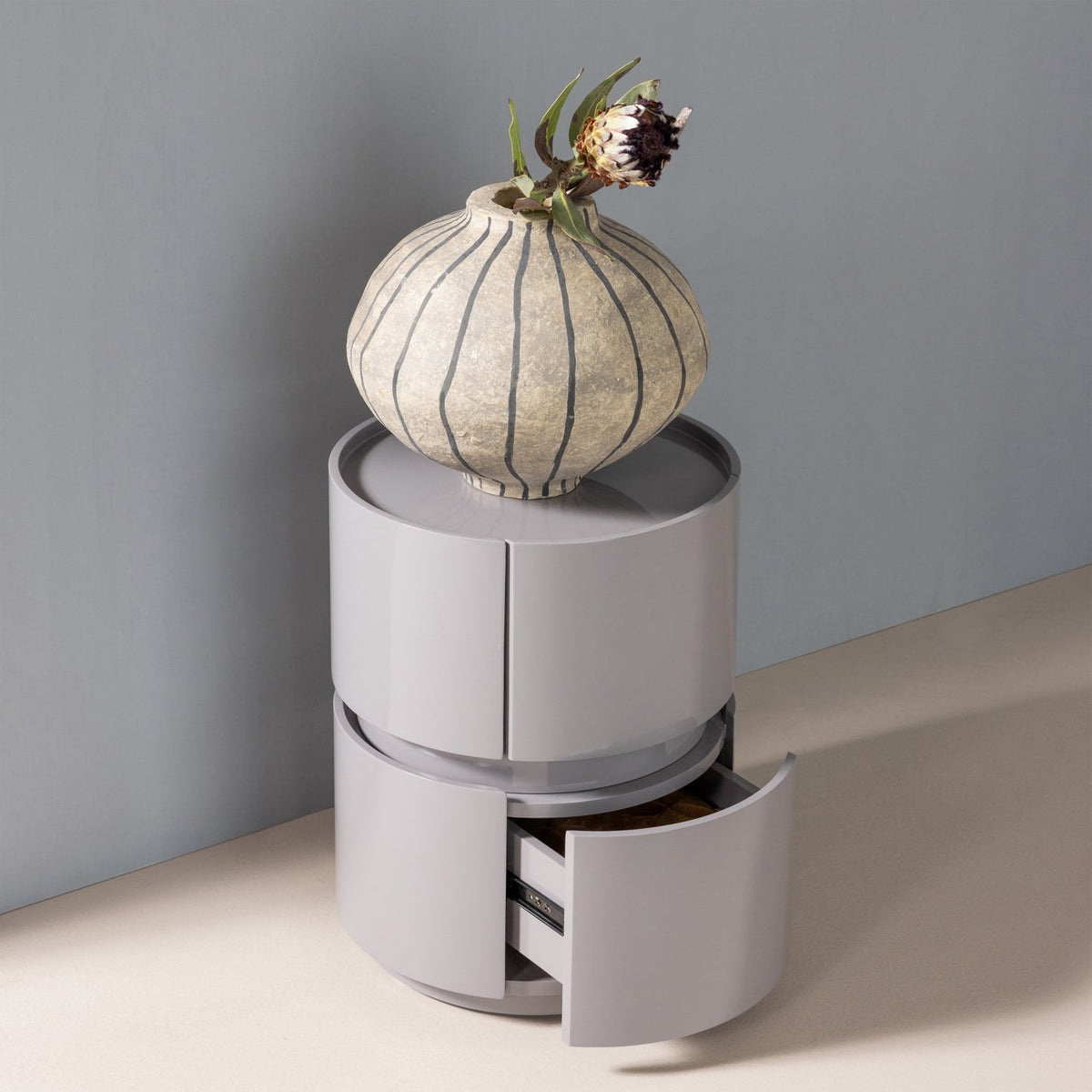 LUNEX DRESSER/NIGHT STAND WOOD GLOSS LIGHT GREY [fsc]