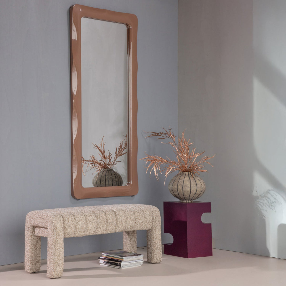 NOREA DRESSING MIRROR 180X80 CM WOOD HIGH GLOSS PINK [fsc]