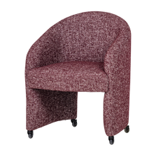 Laden Sie das Bild in den Galerie-Viewer, CORDO DINING CHAIR WITH WHEELS BURGUNDY RED MELANGE [fsc]