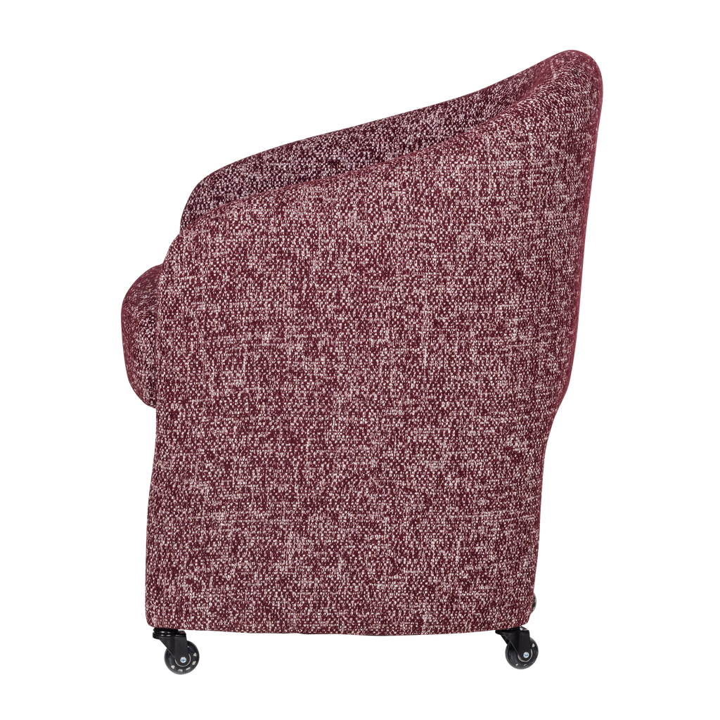CORDO DINING CHAIR WITH WHEELS BURGUNDY RED MELANGE [fsc]