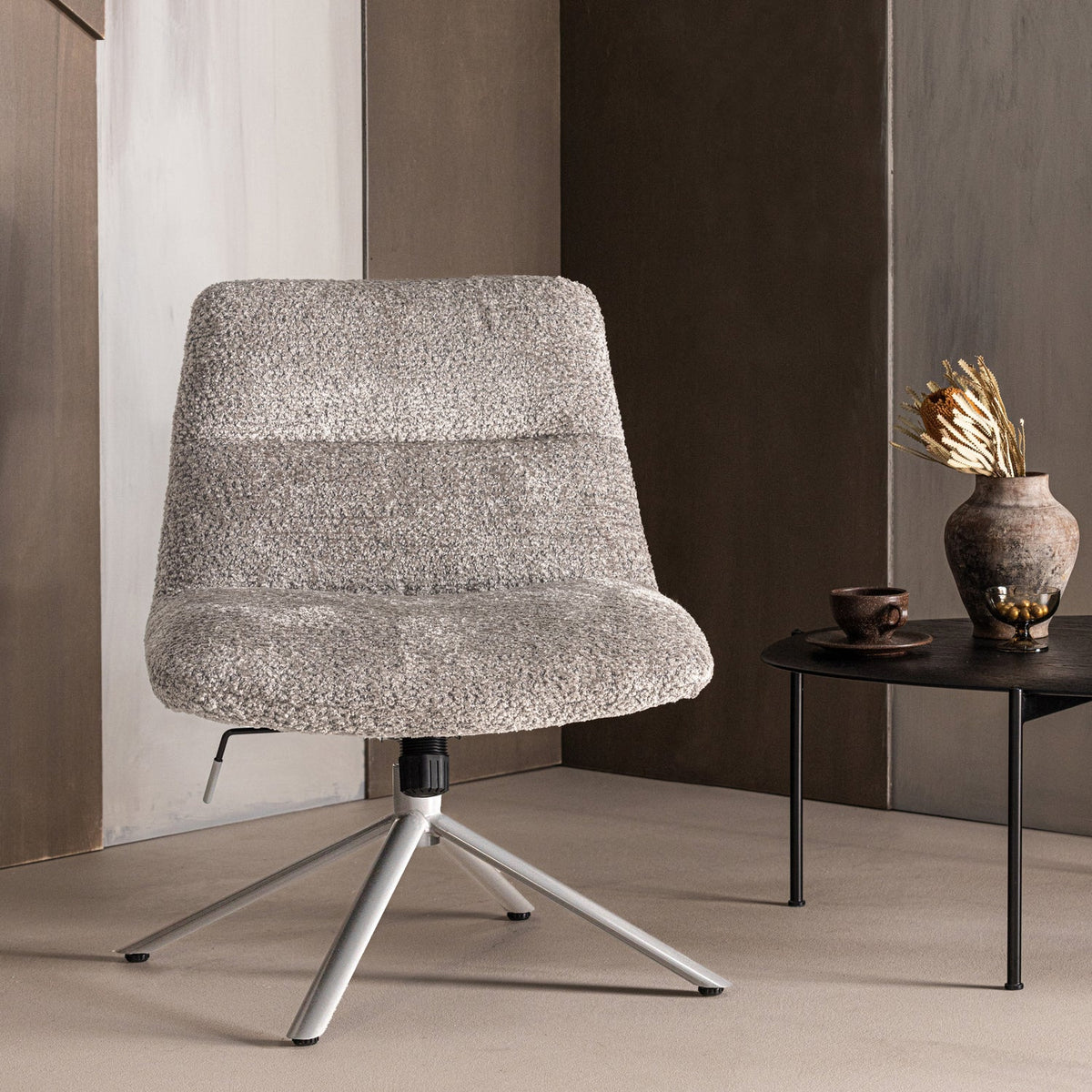 SOREN ADJUSTABLE SWIVEL ARMCHAIR WOOLLY GREY