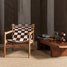 Laden Sie das Bild in den Galerie-Viewer, ZANO ARMCHAIR WOOD BROWN WITH KELIM SEAT NATURAL