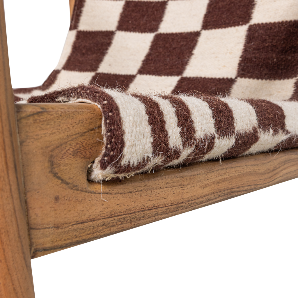 ZANO ARMCHAIR WOOD BROWN WITH KELIM SEAT NATURAL