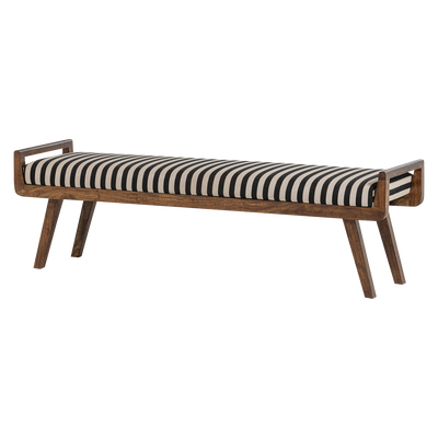 VALO BENCH WOOD BROWN WITH STRIPE FABRIC BLACK/WHITE
