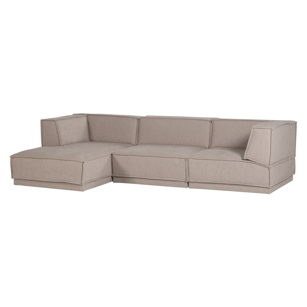MANU CHAISE LONGUE SOFA LEFT COARSE CHENILLE NATURAL [fsc]