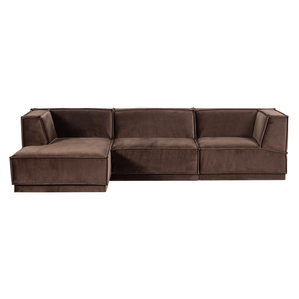 MANU CHAISE LONGUE SOFA LEFT VELVET BROWN [fsc]