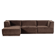 Laden Sie das Bild in den Galerie-Viewer, MANU CHAISE LONGUE SOFA LEFT VELVET BROWN [fsc]