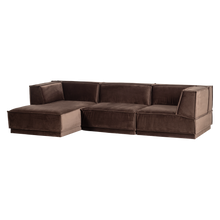 Laden Sie das Bild in den Galerie-Viewer, MANU CHAISE LONGUE SOFA LEFT VELVET BROWN [fsc]
